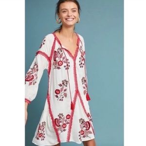 Anthropologie Hadley Embroidered Tunic Dress
